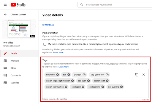 youtube tag extractor tool youtez.com